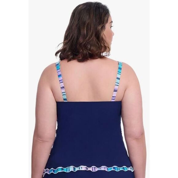 Profile by Gottex Harmony Plus Size Womens Ruched Tankini Top - Picture 2 of 7